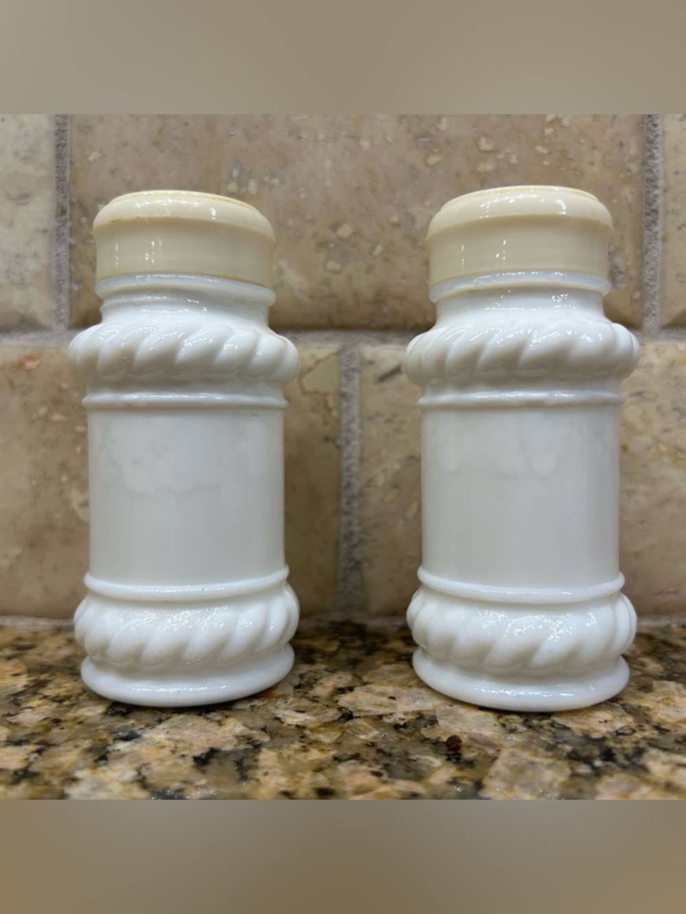 Vintage Hazel Atlas Milk Glass
Spice Jars Salt and Pepper Shakers